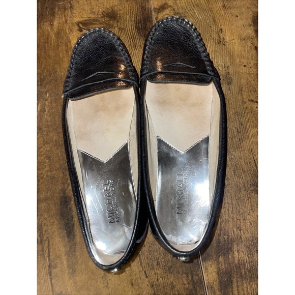 Michael Kors Black Leather Penny Loafers 6.5 M - Picture 5 of 9
